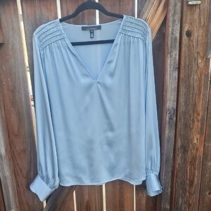 White House Black Market Light Blue, Long-Sleeve Blouse, Pre-Owned, Sz. XL